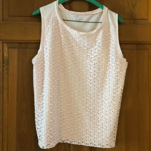 Pink cotton lace knit sleeveless top